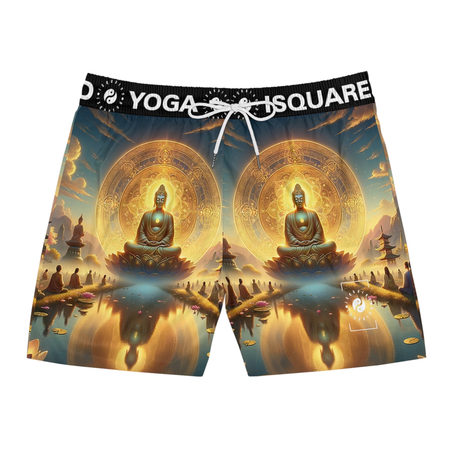 "Serenity in Transience: Illuminations of the Heart Sutra" - Swim Shorts (Mid-Length) for Men