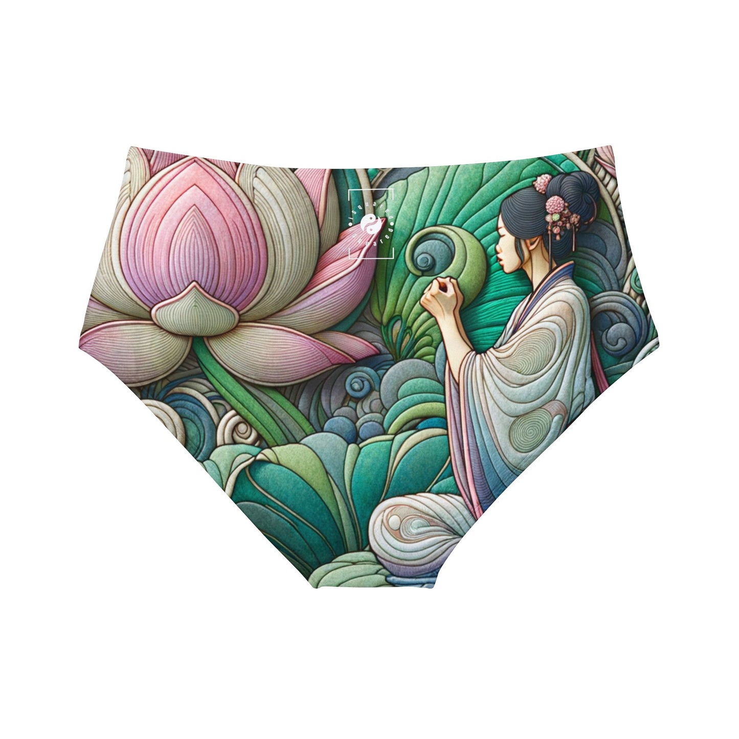 "Lotus Echo Serenity" - High Waisted Bikini Bottom