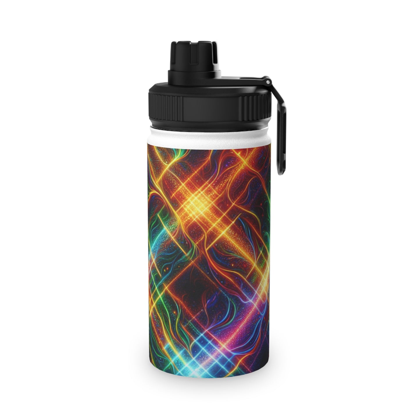 "Neon Plaid Luminosity Matrix" - Sports Water Bottle