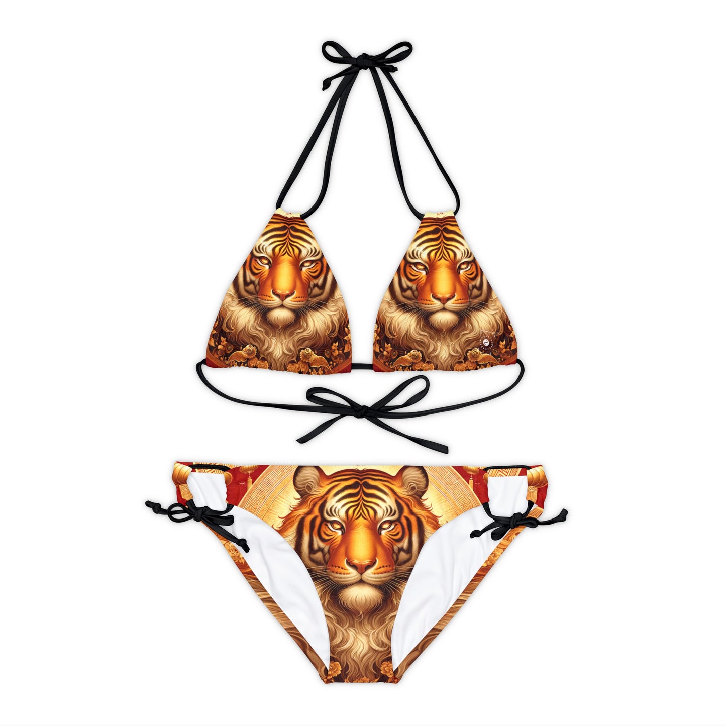 "Golden Majesty: Ascension of the Lunar Tiger" - Lace-up Bikini Set