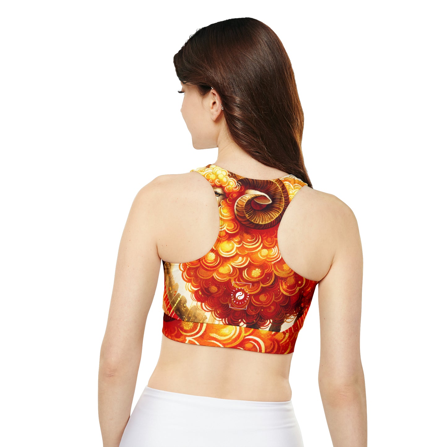 "Auspicious Gold of Divine Ewe: A Lunar New Year Revelry" - Lined & Padded Sports Bra