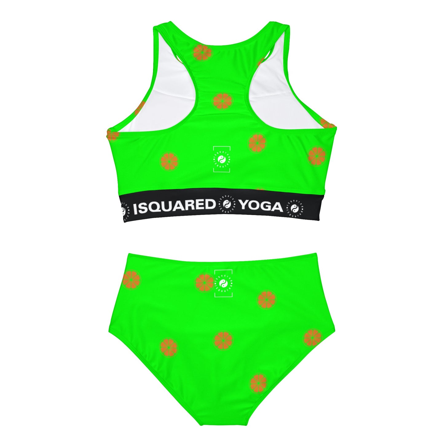 #05FD00 Lime Green + Mandarin - Hot Yoga Bikini Set