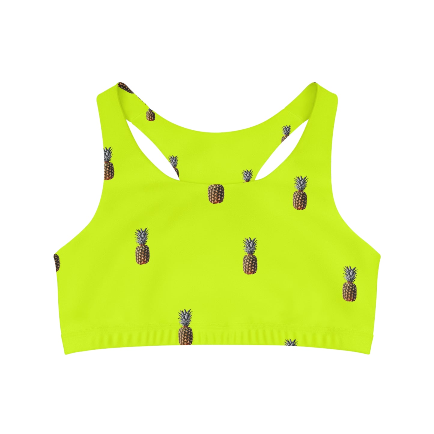 #D7FF11 Sharp Yellow + Pineapple - Seamless Sports Bra