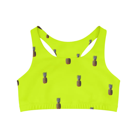 #D7FF11 Sharp Yellow + Pineapple - Soutien-gorge de sport sans couture