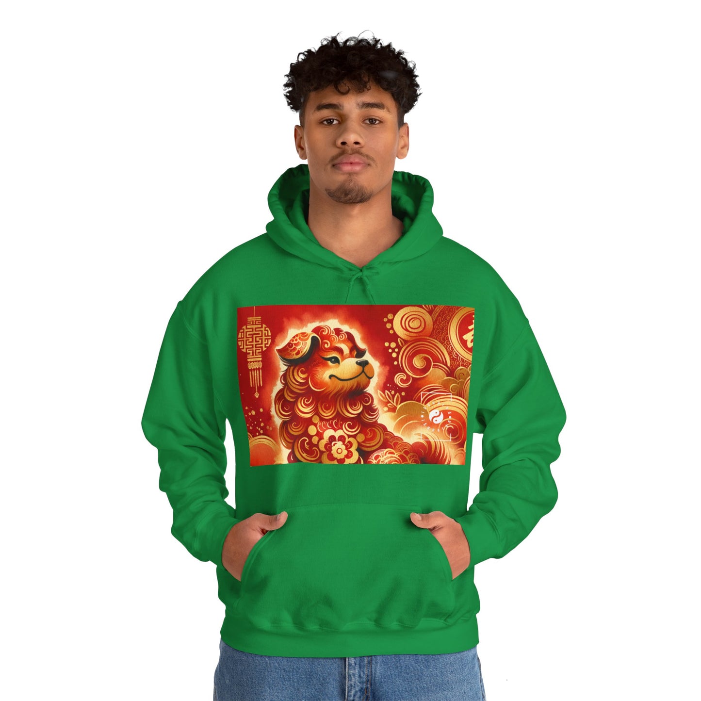 "Golden Canine Emissary on Crimson Tide: A Chinese New Year Odyssey" - Hoodie