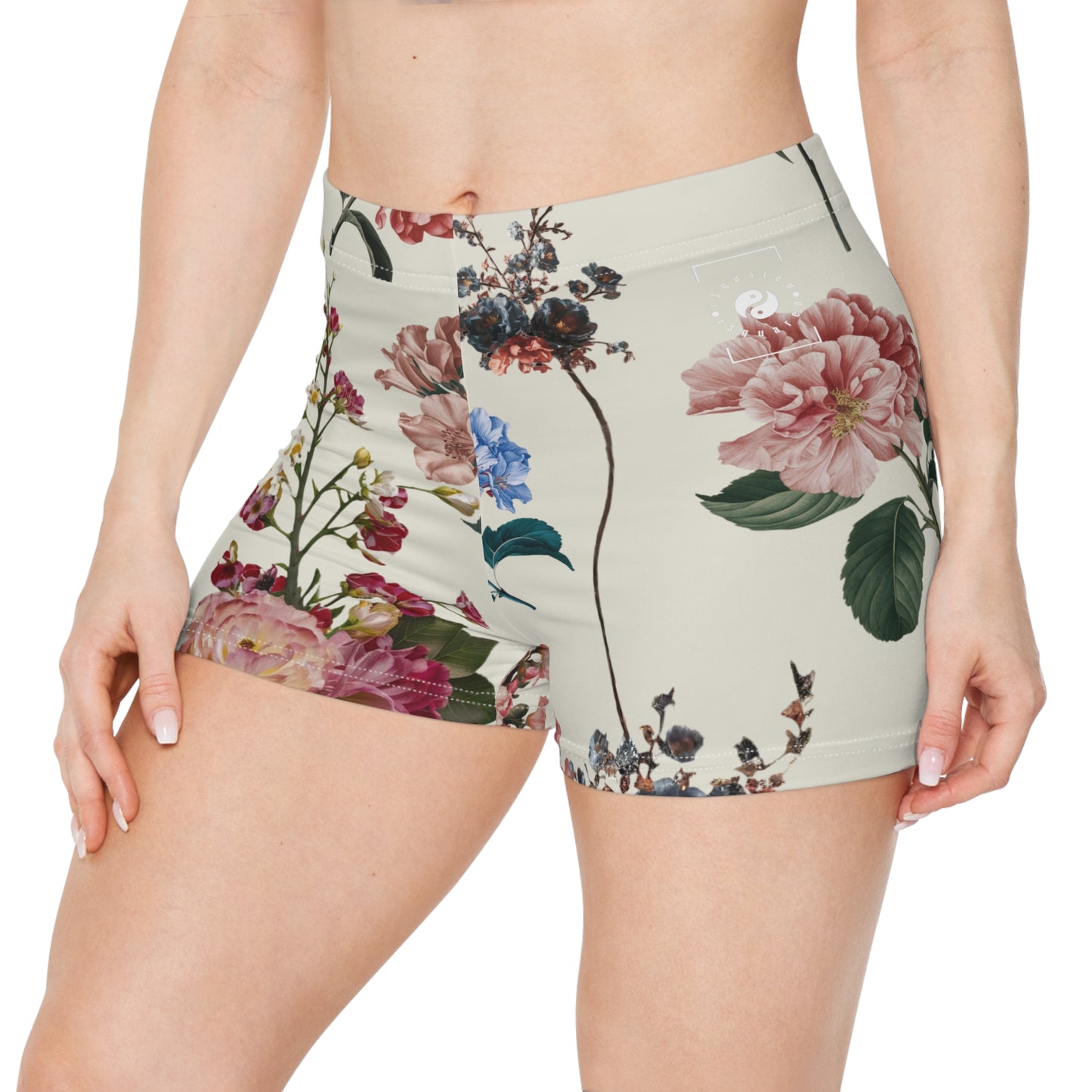 Botanicals on Beige - Mini Hot Yoga Short