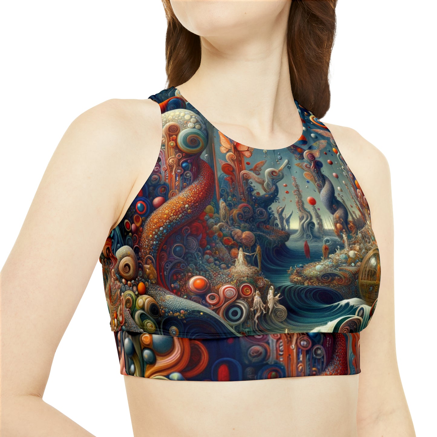 Kaleidoscopic Eden - High Neck Crop Top