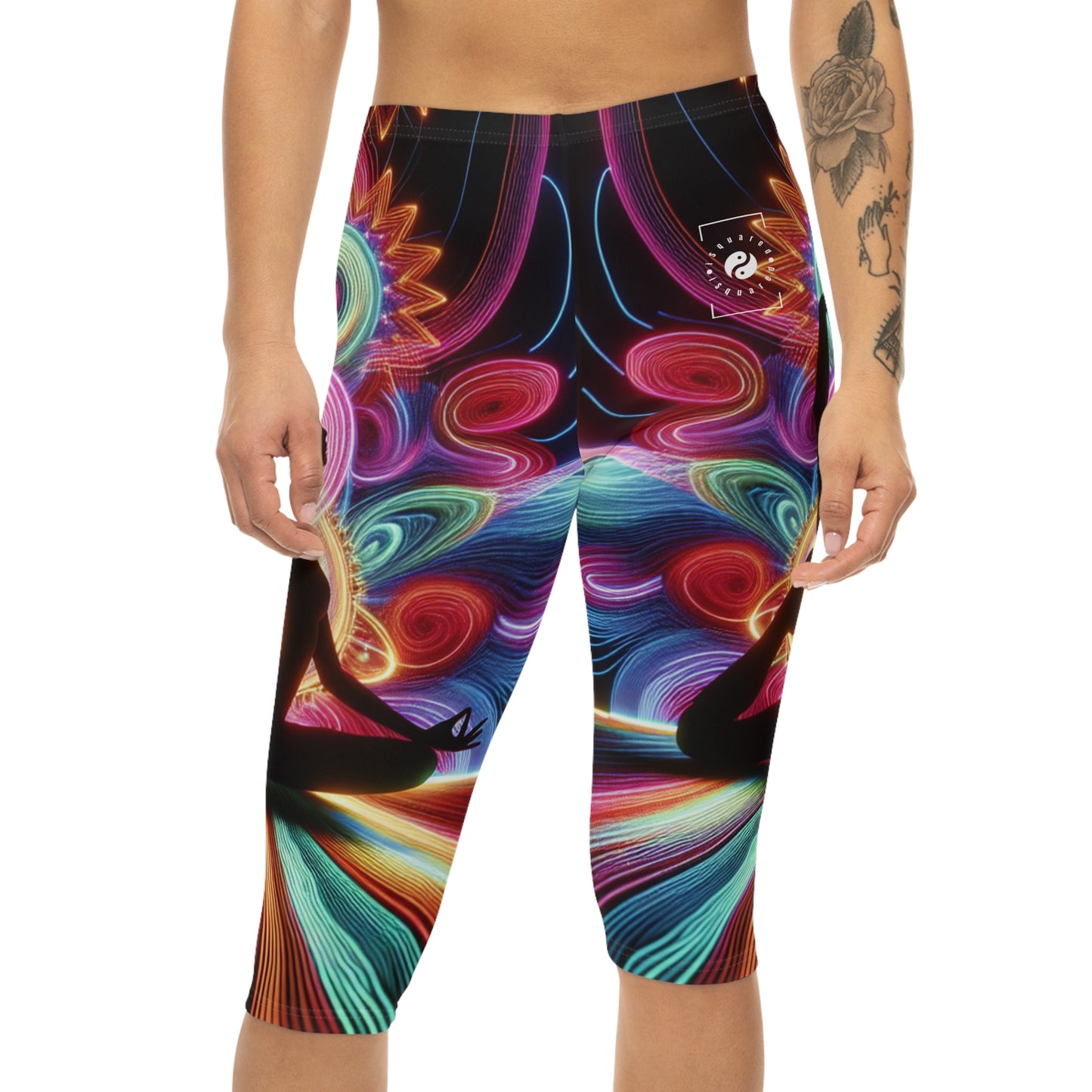 "Neon Zenith: Chromatic Balance" - Capri Shorts