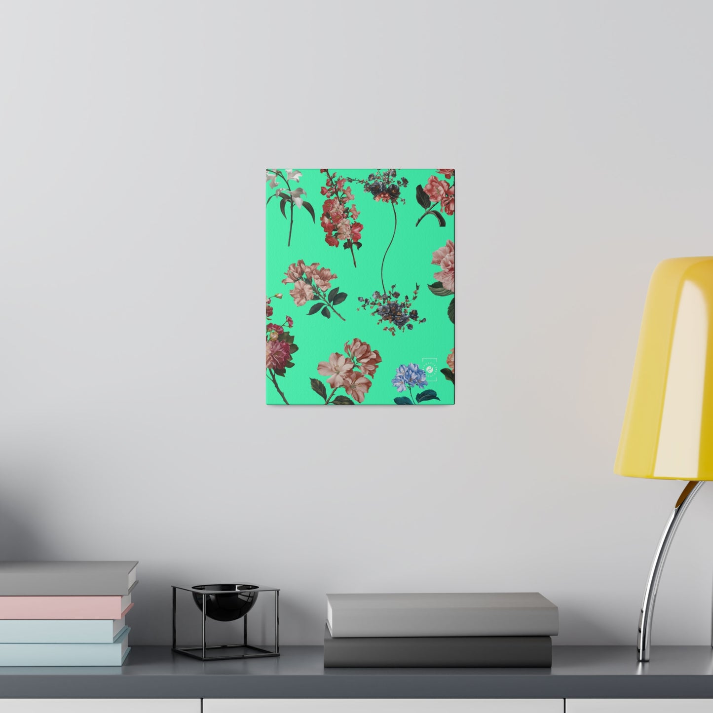 Botanicals on Turquoise - Art Print Canvas