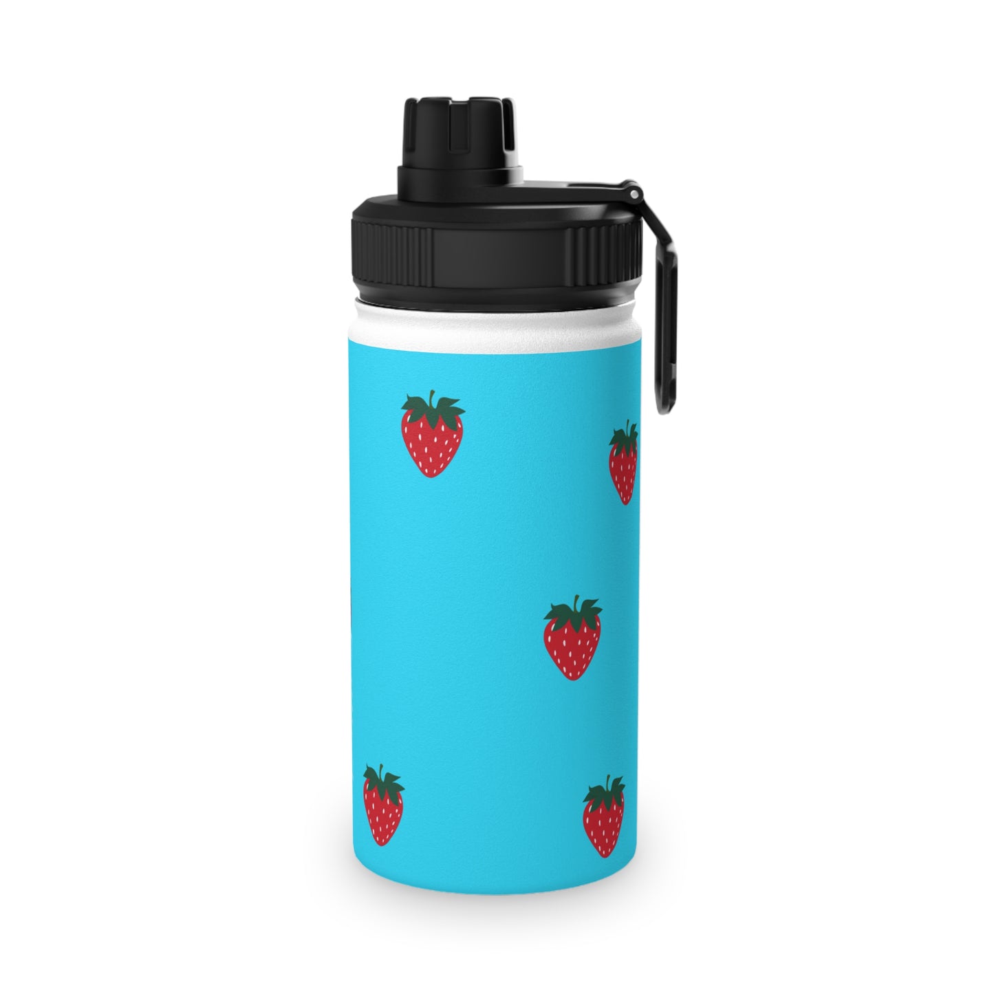 #22DEFF Light Blue + Strawberry - Sports Water Bottle