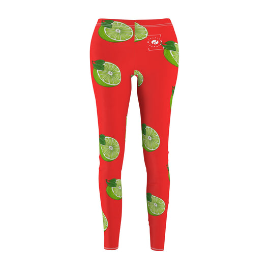 #FF3131 Bright Orange + Lime - Casual Leggings