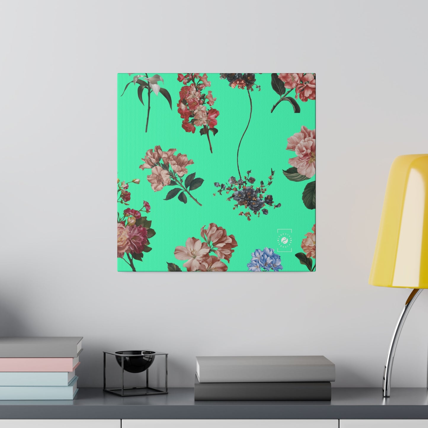 Botanicals on Turquoise - Art Print Canvas