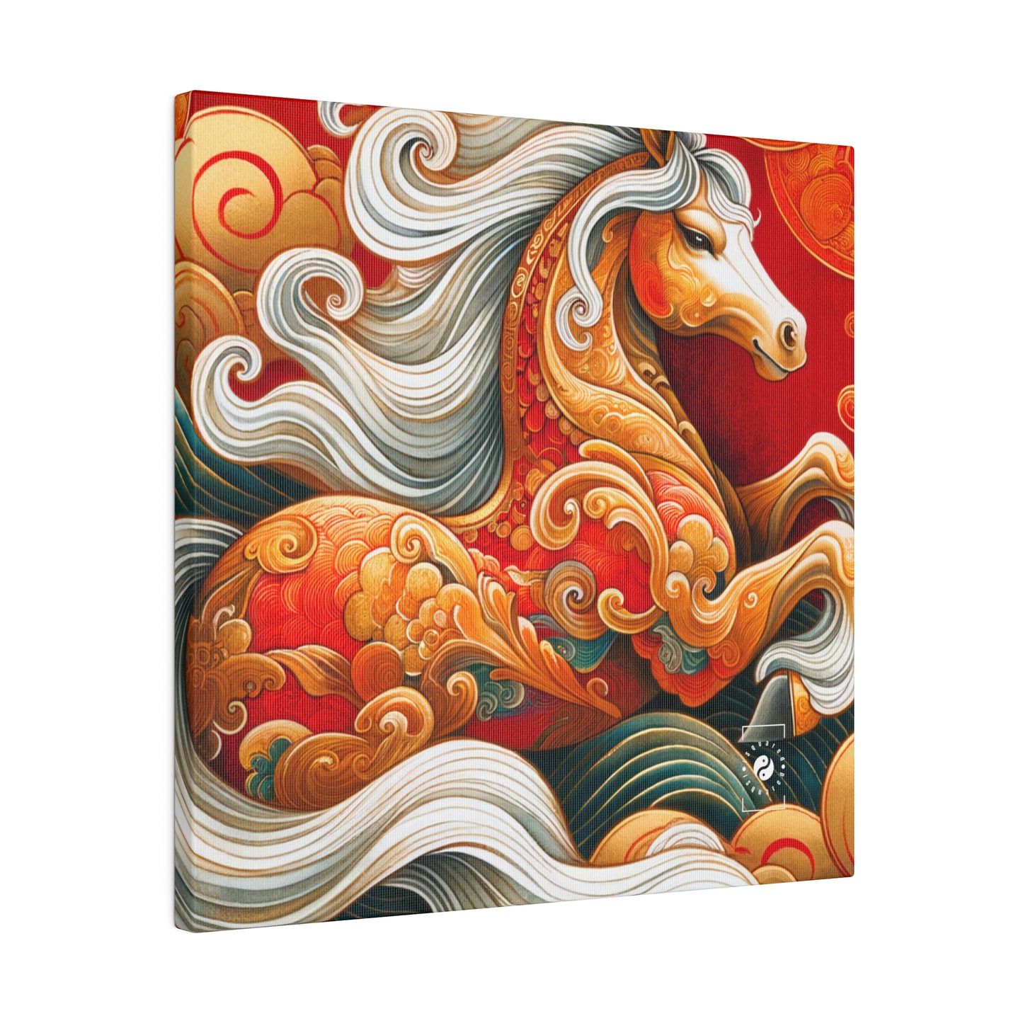 « Gold Gallop on Vermilion Vista: A Lunar New Year's Ode » – Impression sur toile