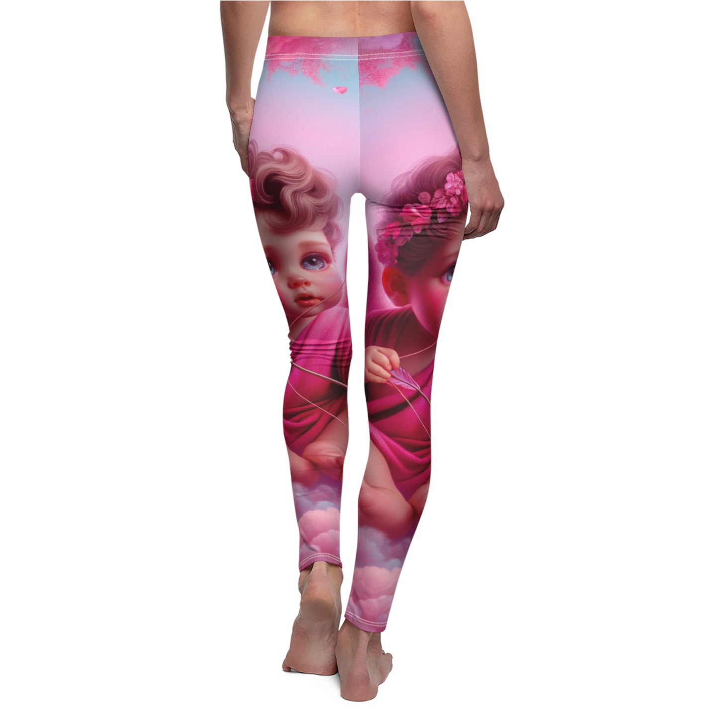 "Bold Blush: A Cupid's Love Affair" - Casual Leggings