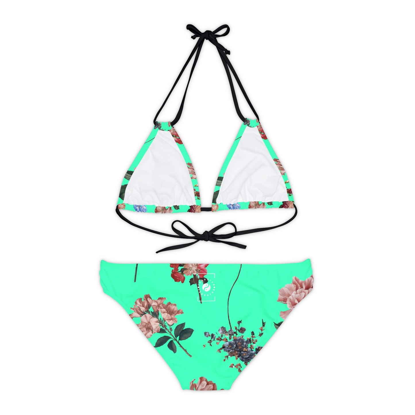 Botanicals on Turquoise - Lace-up Bikini Set