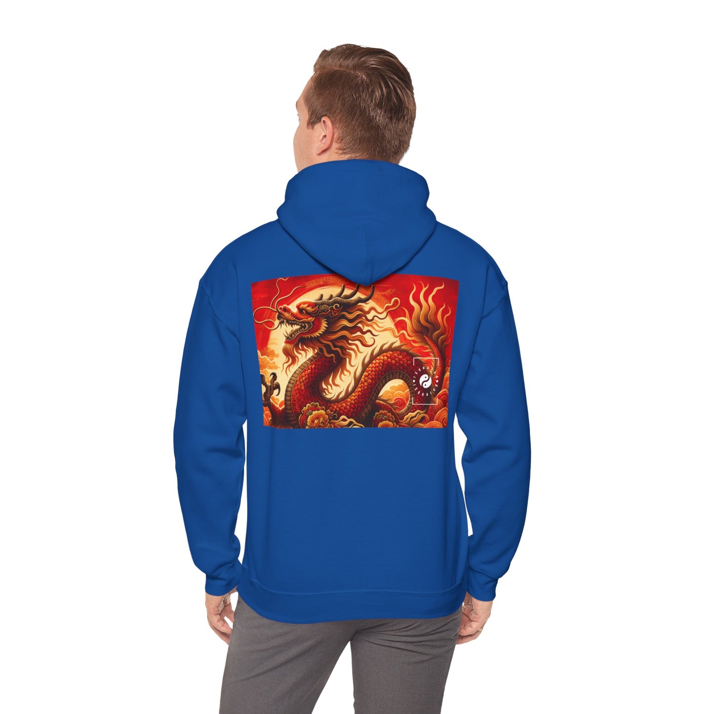 "Golden Dragon Dance in the Crimson Twilight" - Hoodie