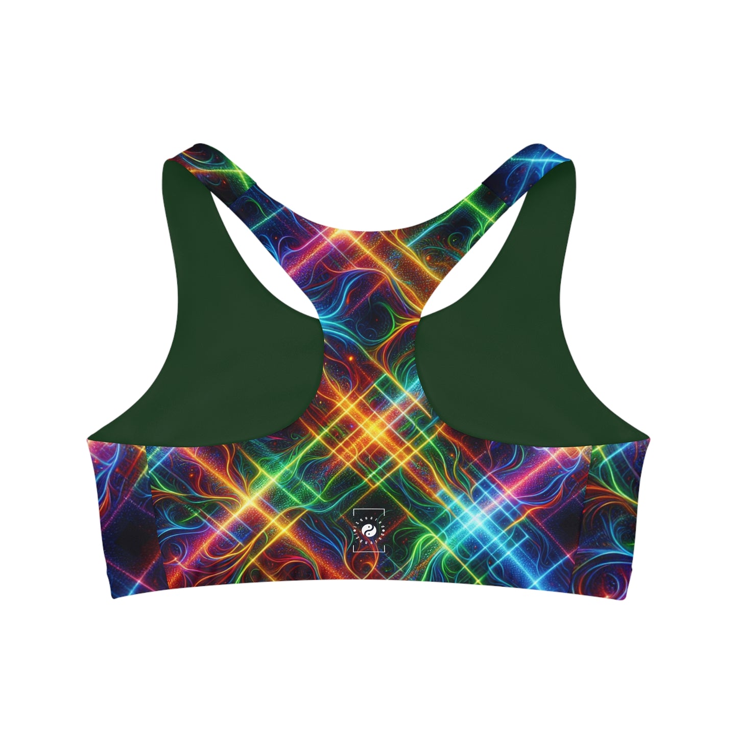 "Neon Plaid Luminosity Matrix" - Seamless Sports Bra