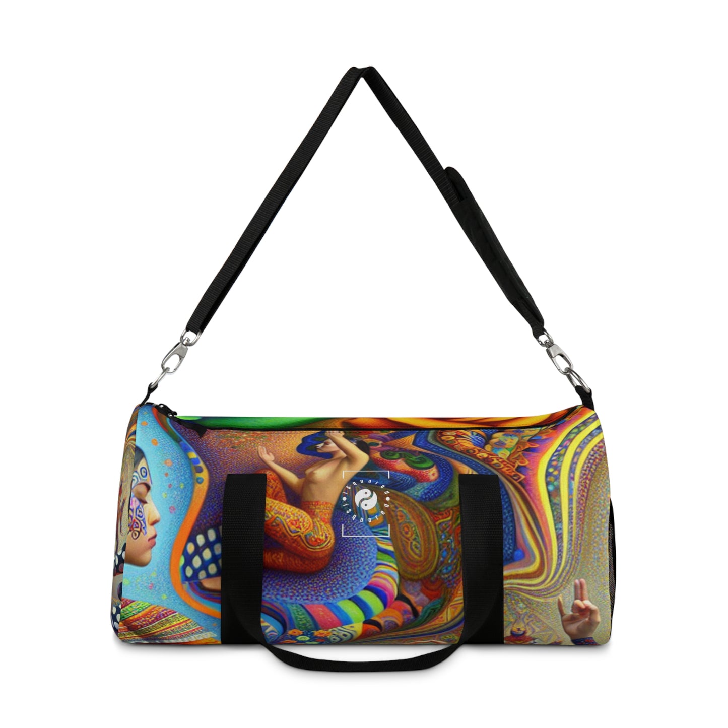 "Kahlo-Kusama Blossom Asanas: A Surreal Yoga Symphony" - Duffle Bag