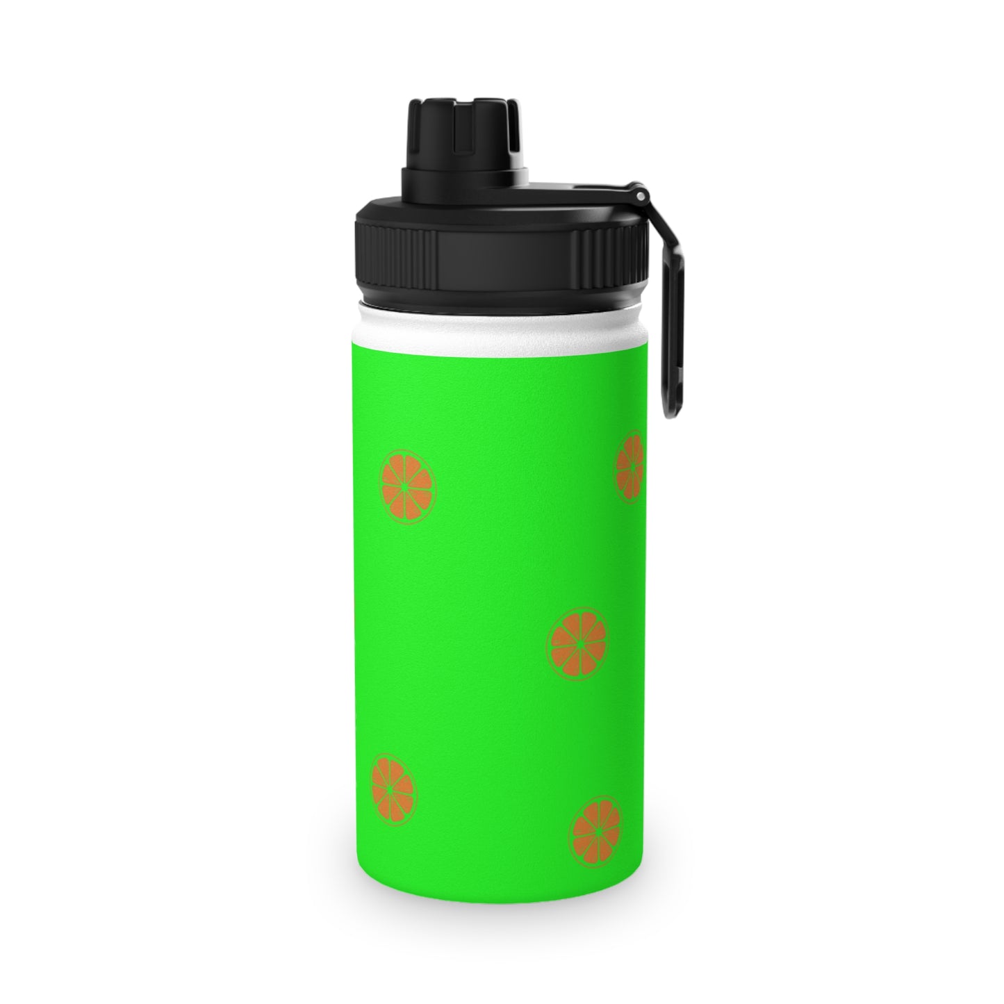 #05FD00 Lime Green + Mandarin - Sports Water Bottle