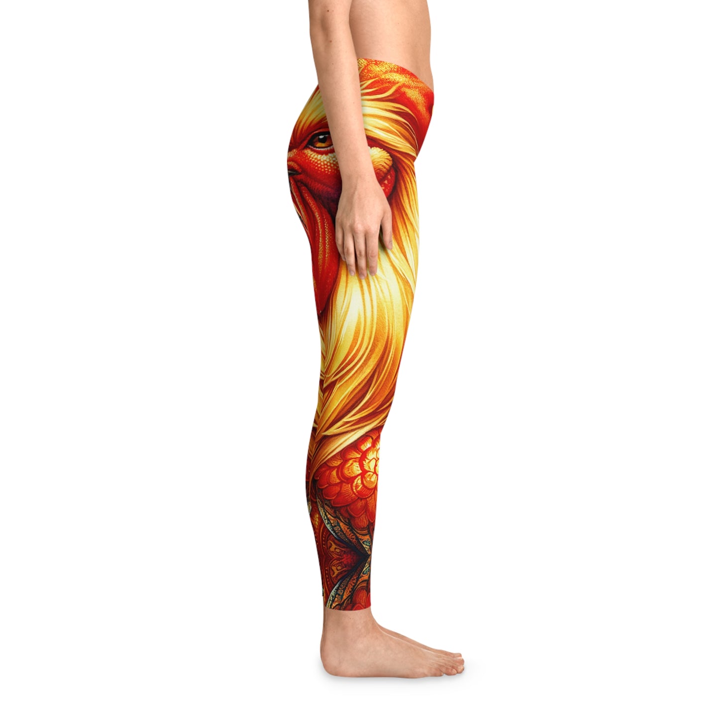 "Crimson Dawn: The Golden Rooster's Rebirth" - Unisex Tights