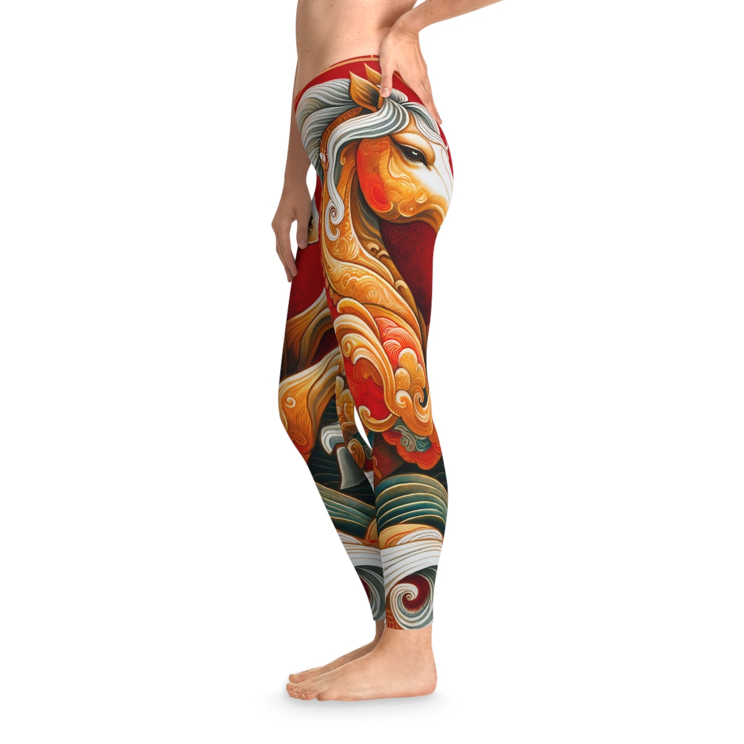 "Gold Gallop on Vermilion Vista: A Lunar New Year’s Ode" - Unisex Tights