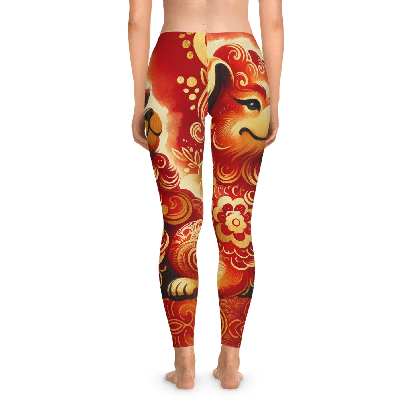 "Golden Canine Emissary on Crimson Tide: A Chinese New Year Odyssey" - Unisex Tights