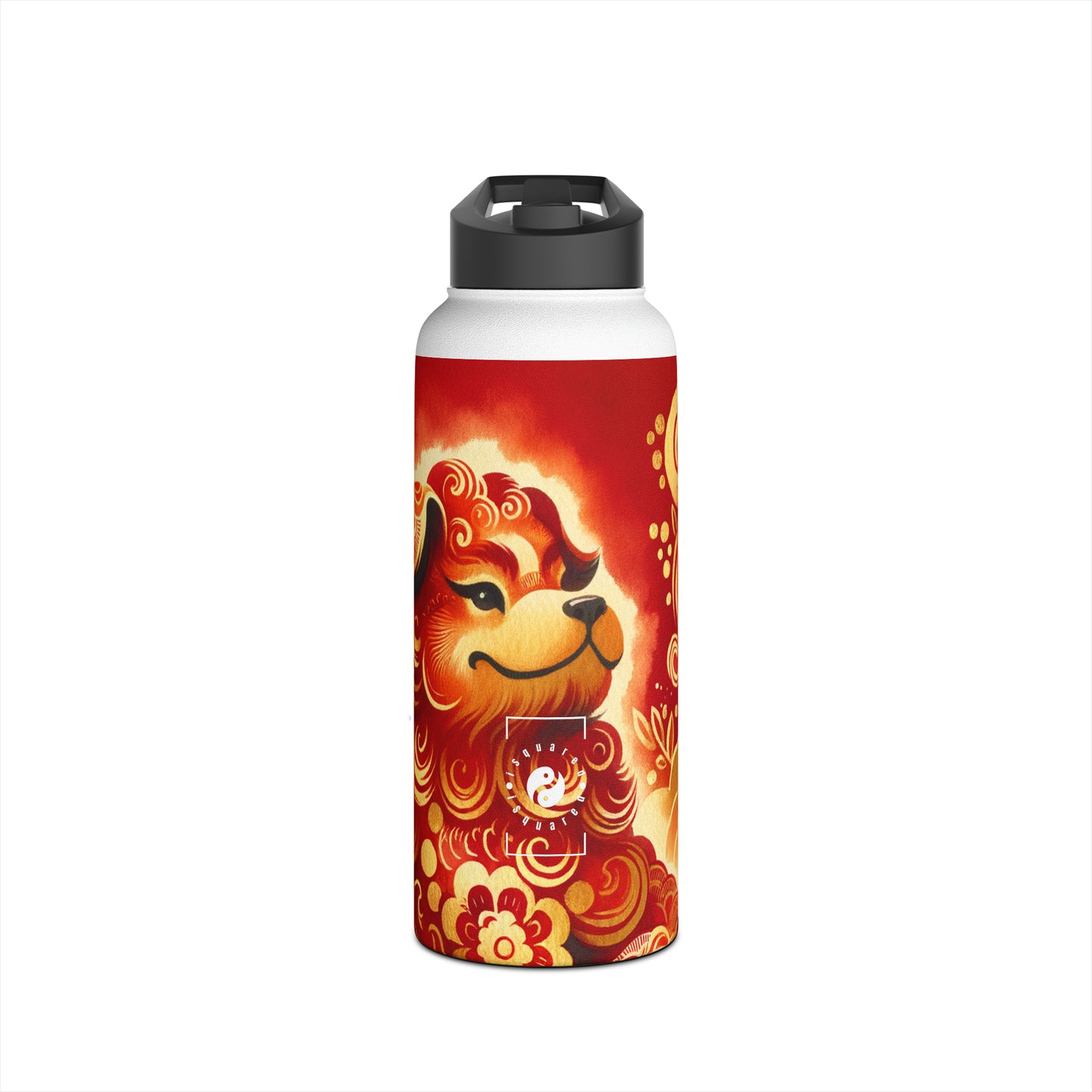 "Golden Canine Emissary on Crimson Tide: A Chinese New Year Odyssey" - Water Bottle