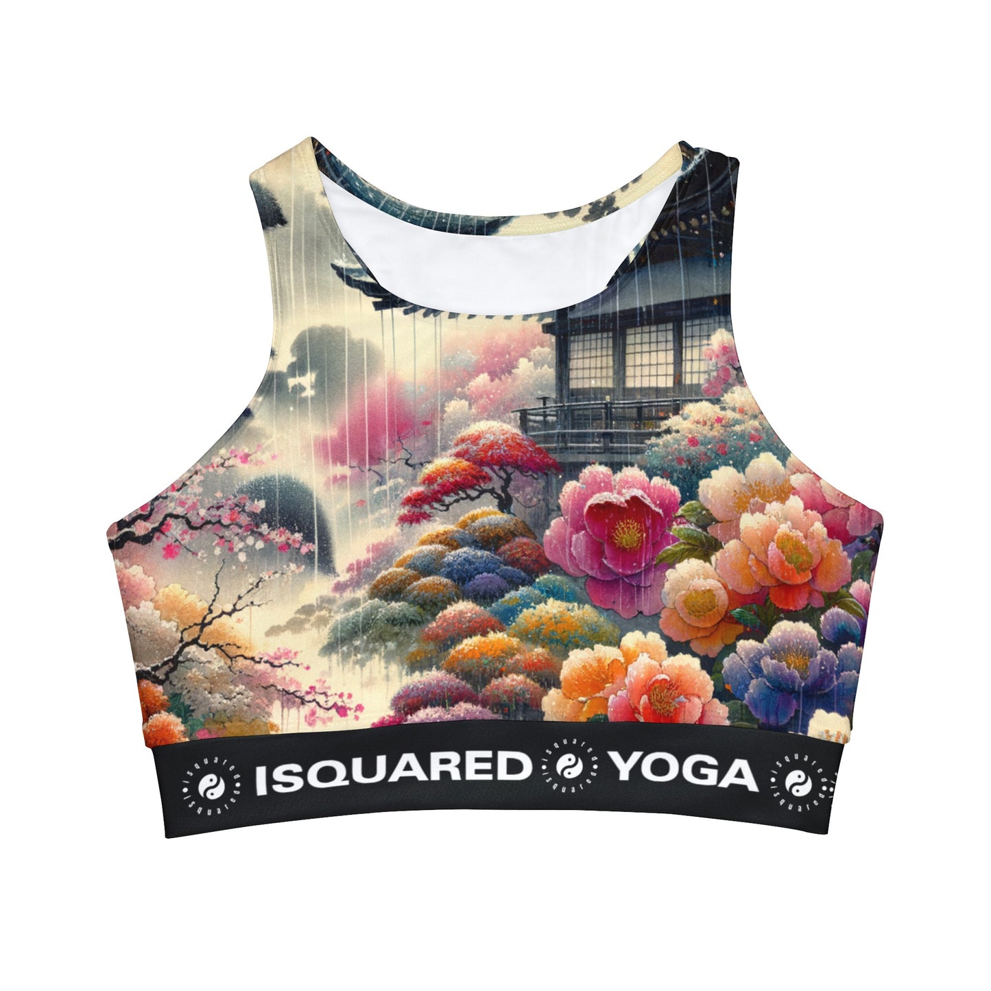 "Rain-drenched Sakura Spectrum" - High Neck Crop Top