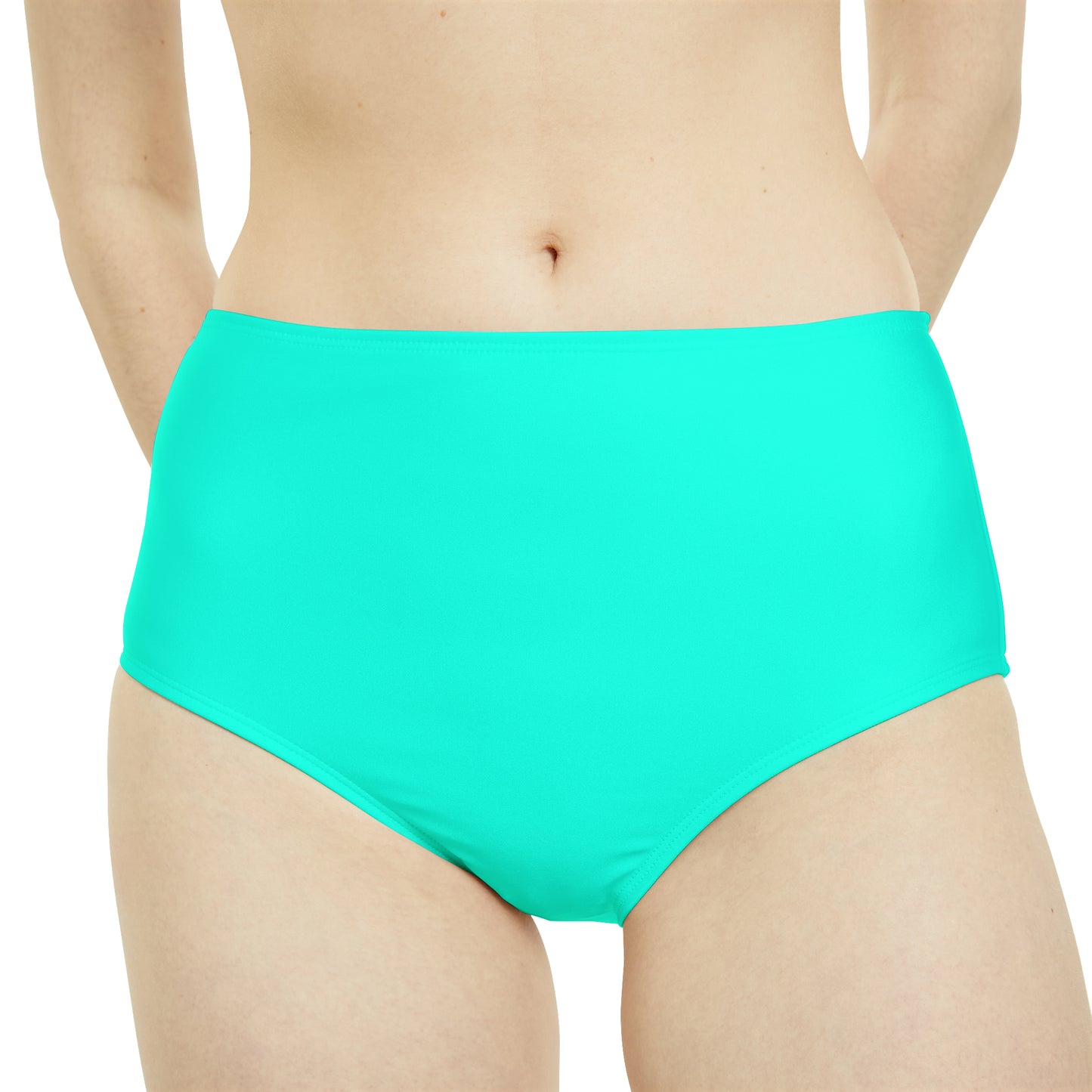 Neon Teal #11ffe3 - High Waisted Bikini Bottom