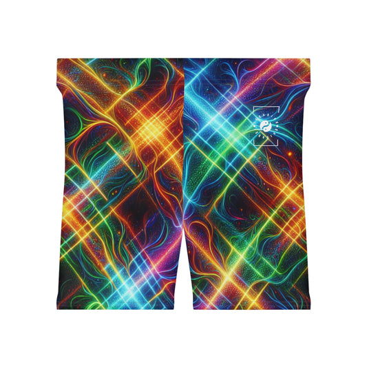 "Neon Plaid Luminosity Matrix" - Hot Yoga Short