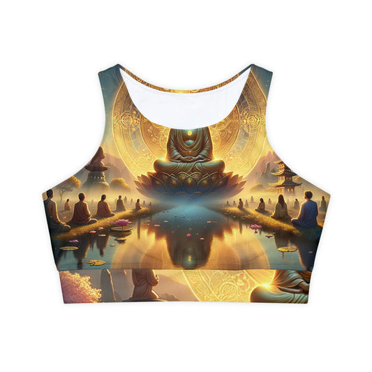 "Serenity in Transience: Illuminations of the Heart Sutra" - Lined & Padded Sports Bra