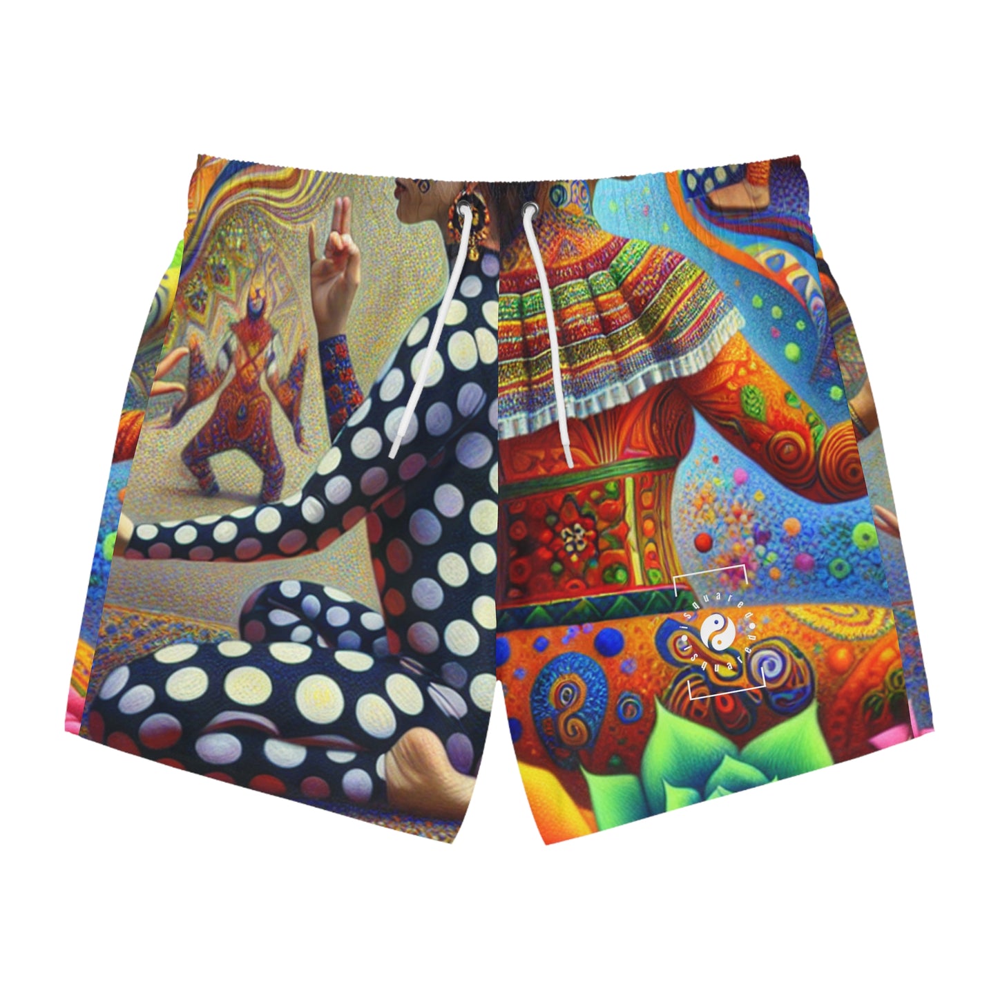 "Kahlo-Kusama Blossom Asanas: A Surreal Yoga Symphony" - Swim Trunks for Men