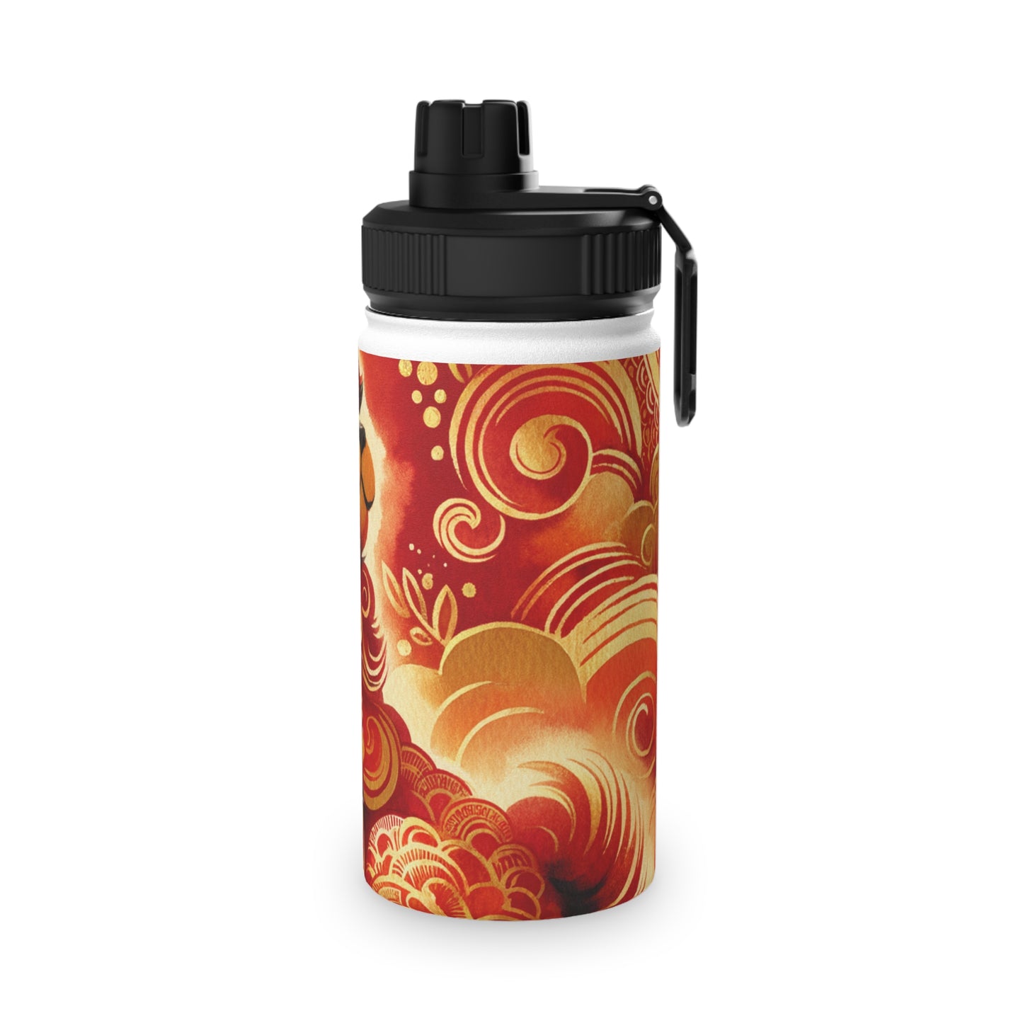 "Golden Canine Emissary on Crimson Tide: A Chinese New Year Odyssey" - Sports Water Bottle