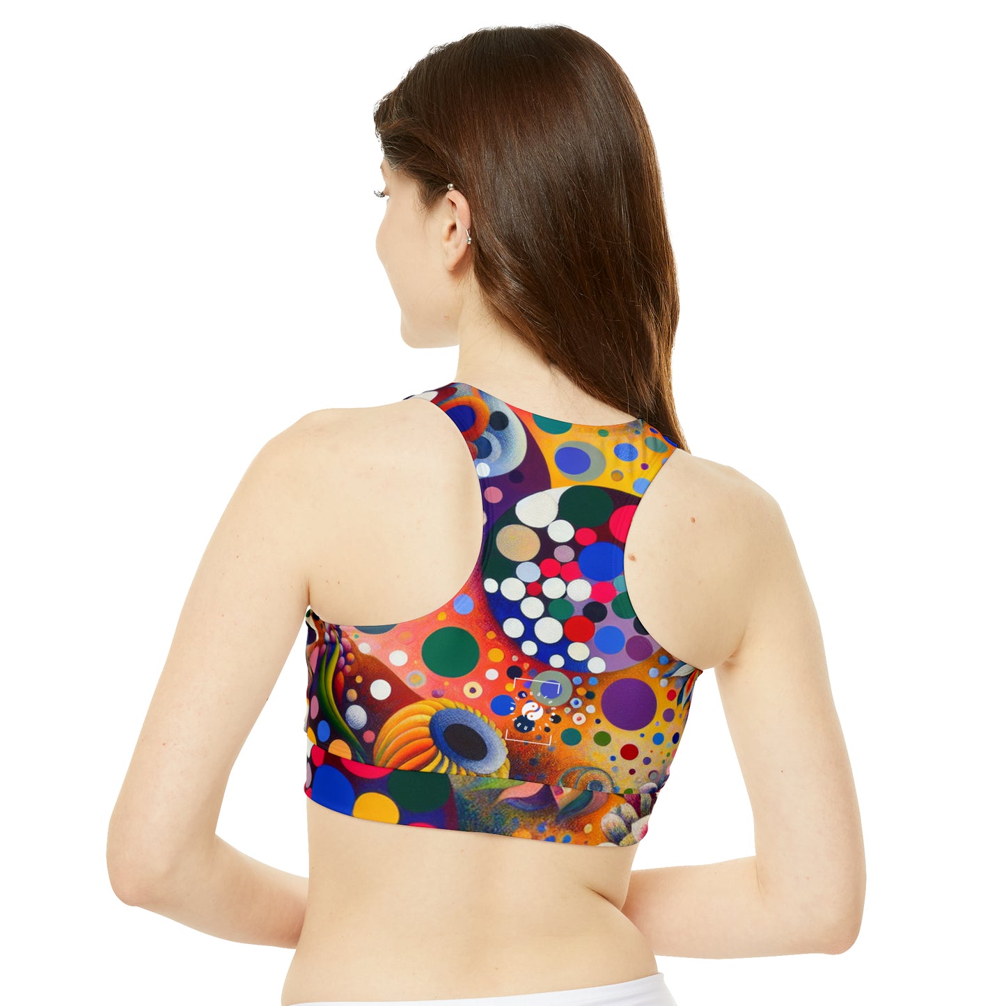 "Polka Petals in Yogic Surrealism: An Artistic Salute to Kusama and Kahlo" - High Neck Crop Top