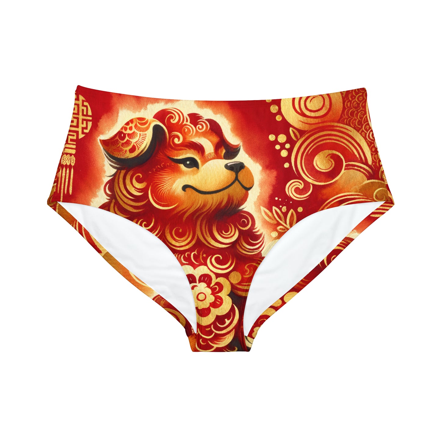 « Émissaire canin doré sur la marée pourpre : une odyssée du Nouvel An chinois » - Bas de bikini taille haute