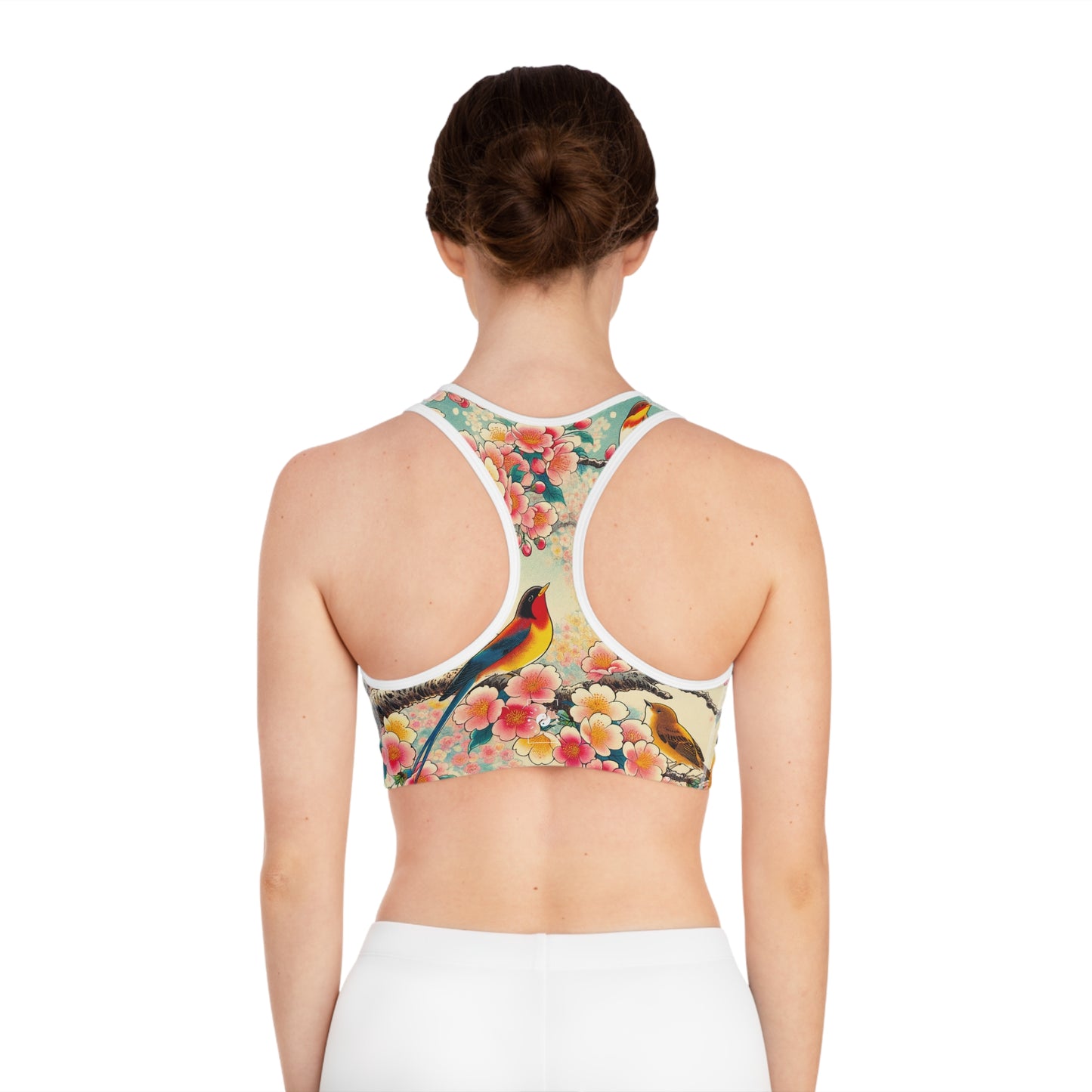 "Verdant Whispers: Sakura Chirping" - High Performance Sports Bra