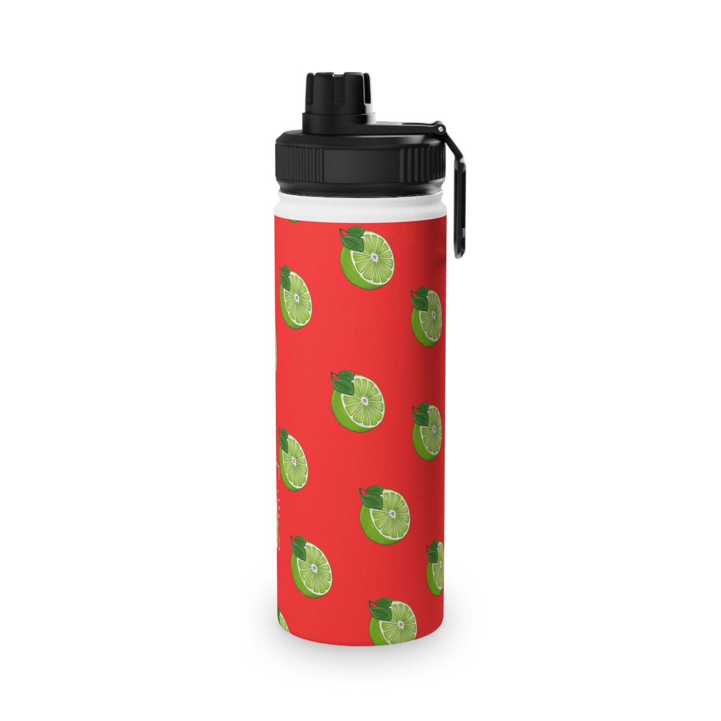 #FF3131 Bright Orange + Lime - Sports Water Bottle