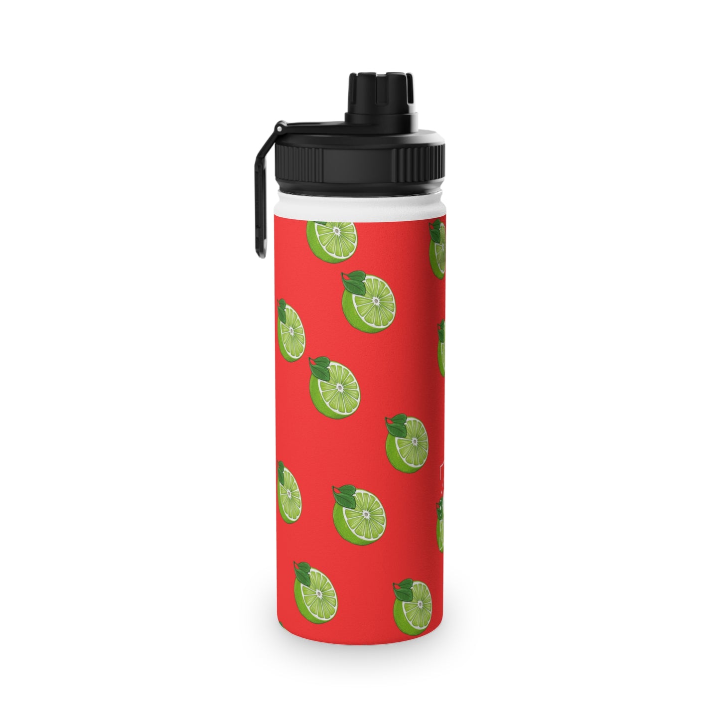 #FF3131 Bright Orange + Lime - Sports Water Bottle