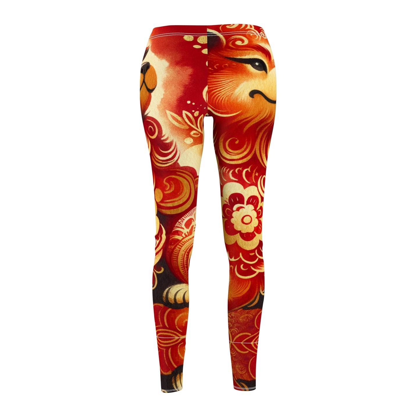 "Golden Canine Emissary on Crimson Tide: A Chinese New Year Odyssey" - Casual Leggings