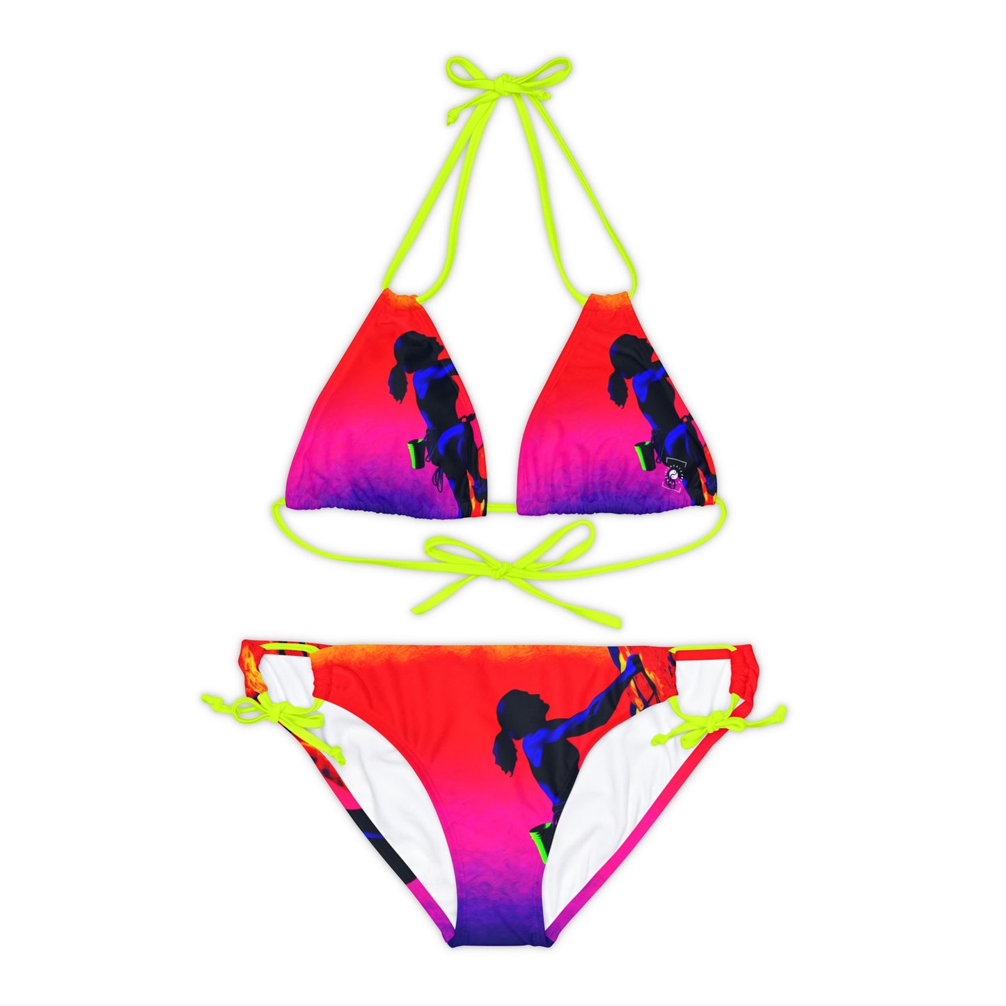 "Technicolour Ascent: The Digital Highline" - Lace-up Bikini Set