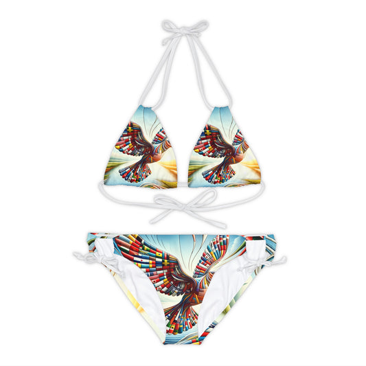 "Global Tapestry of Tranquility" - Lace-up Bikini Set