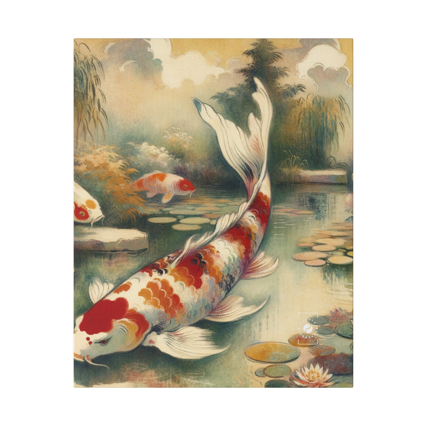 Koi Lily Pond - Art Print Canvas