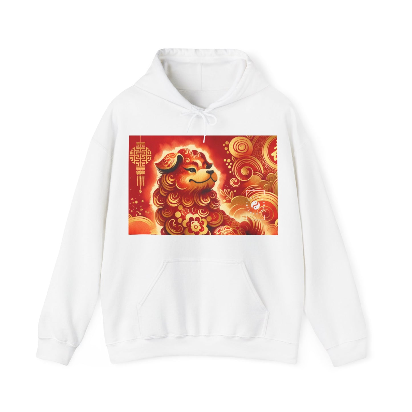 "Golden Canine Emissary on Crimson Tide: A Chinese New Year Odyssey" - Hoodie