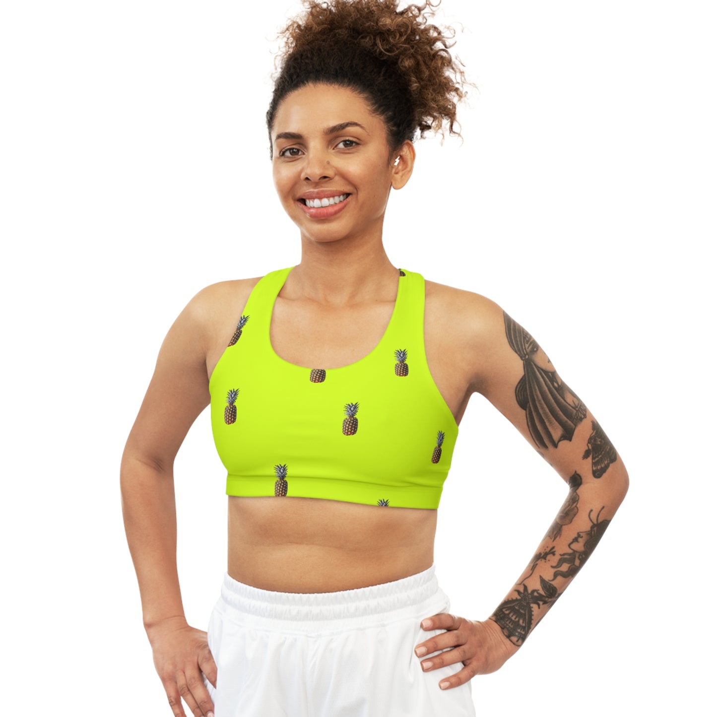 #D7FF11 Sharp Yellow + Pineapple - Seamless Sports Bra