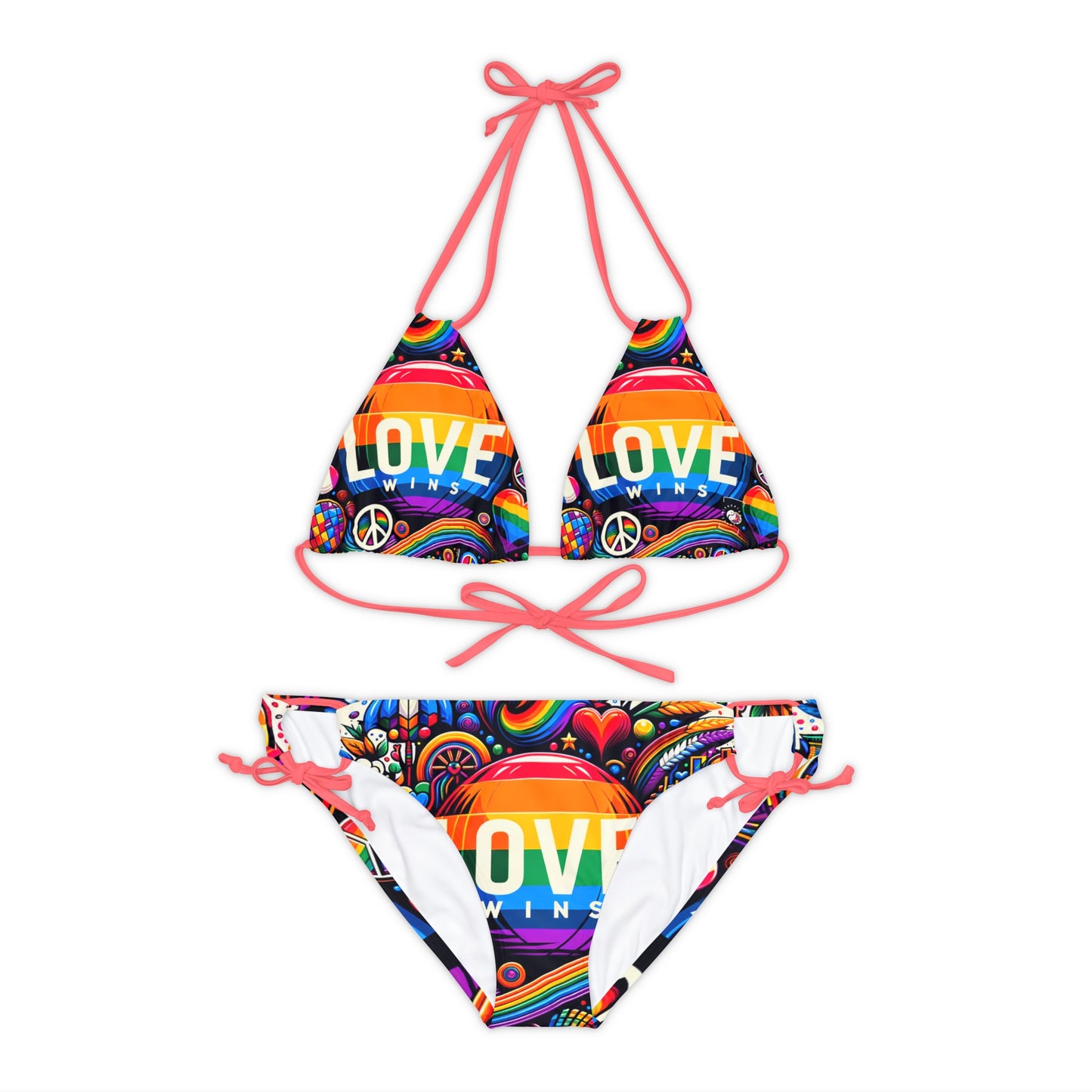 LOVE WINS - Lace-up Bikini Set
