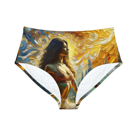 "Golden Warrior: A Tranquil Harmony" - High Waisted Bikini Bottom