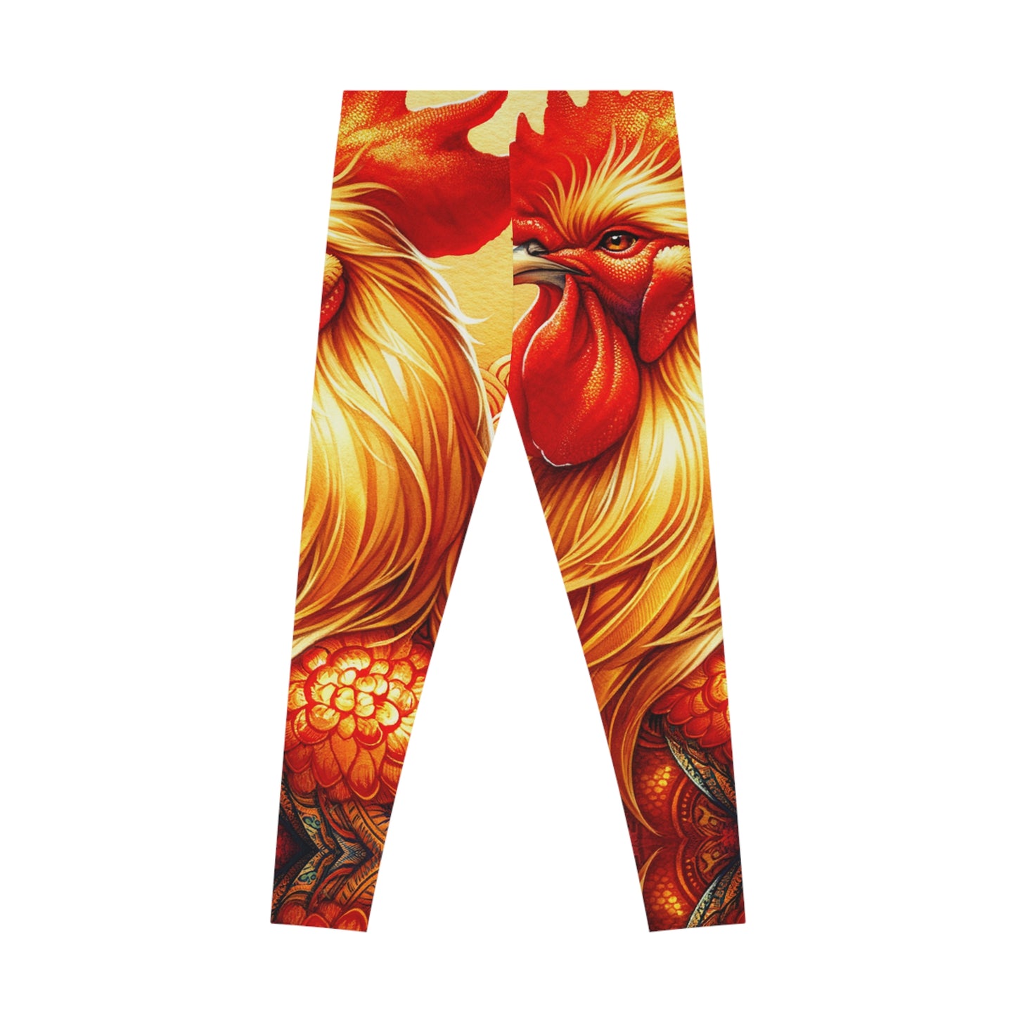 "Crimson Dawn: The Golden Rooster's Rebirth" - Unisex Tights