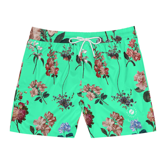 Botanicals on Turquoise - Swim Shorts (Mid-Length) for Men