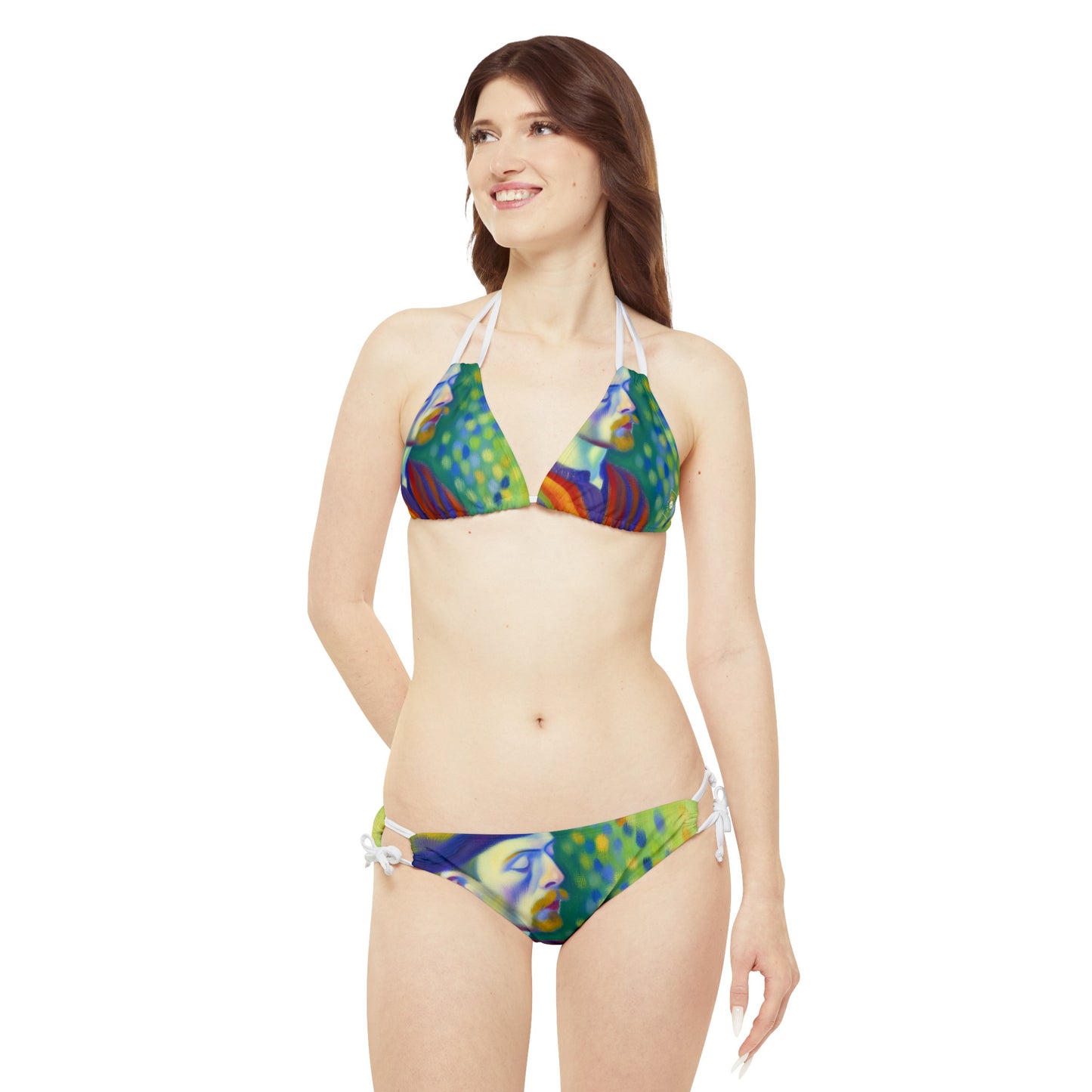 "Serene Resilience: A Frida's Solitude in hues" - Lace-up Bikini Set