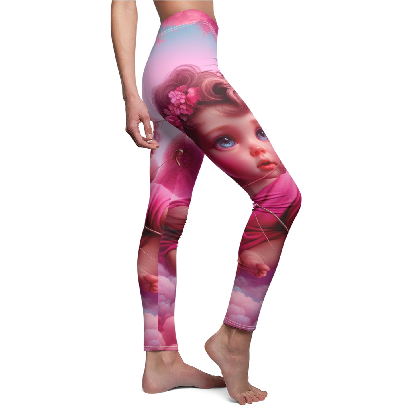 "Bold Blush: A Cupid's Love Affair" - Casual Leggings